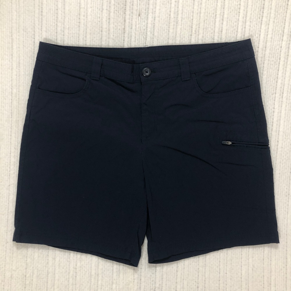 Eddie Bauer Travex Womens 16 Navy Blue Hiking Outdoor Shorts Side Zip Pocket